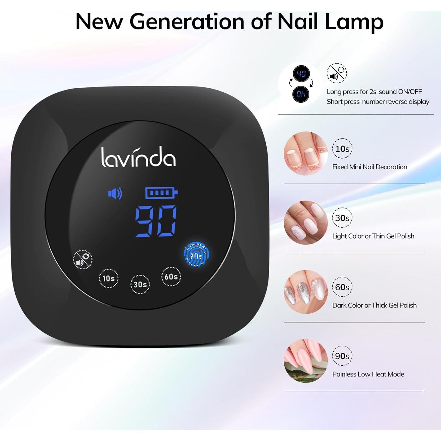 Lámpara UV para Uñas Lavinda 54W Recargable con Pantalla Táctil