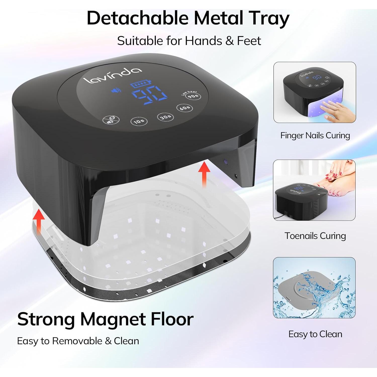 Lámpara UV para Uñas Lavinda 54W Recargable con Pantalla Táctil