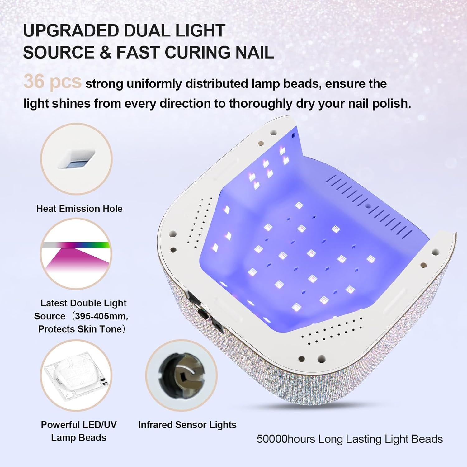 Lámpara de Uñas UV LED Lavinda 54W Recargable 4 Temporizadores