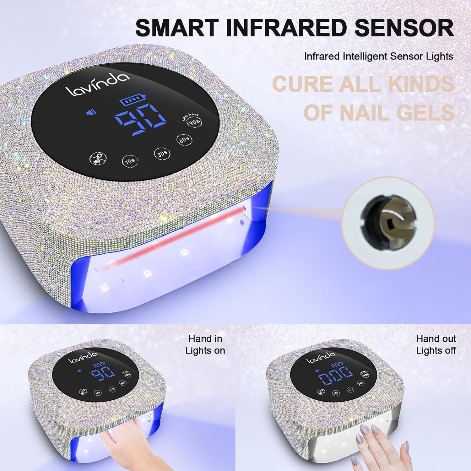 Lámpara de Uñas UV LED Lavinda 54W Recargable 4 Temporizadores