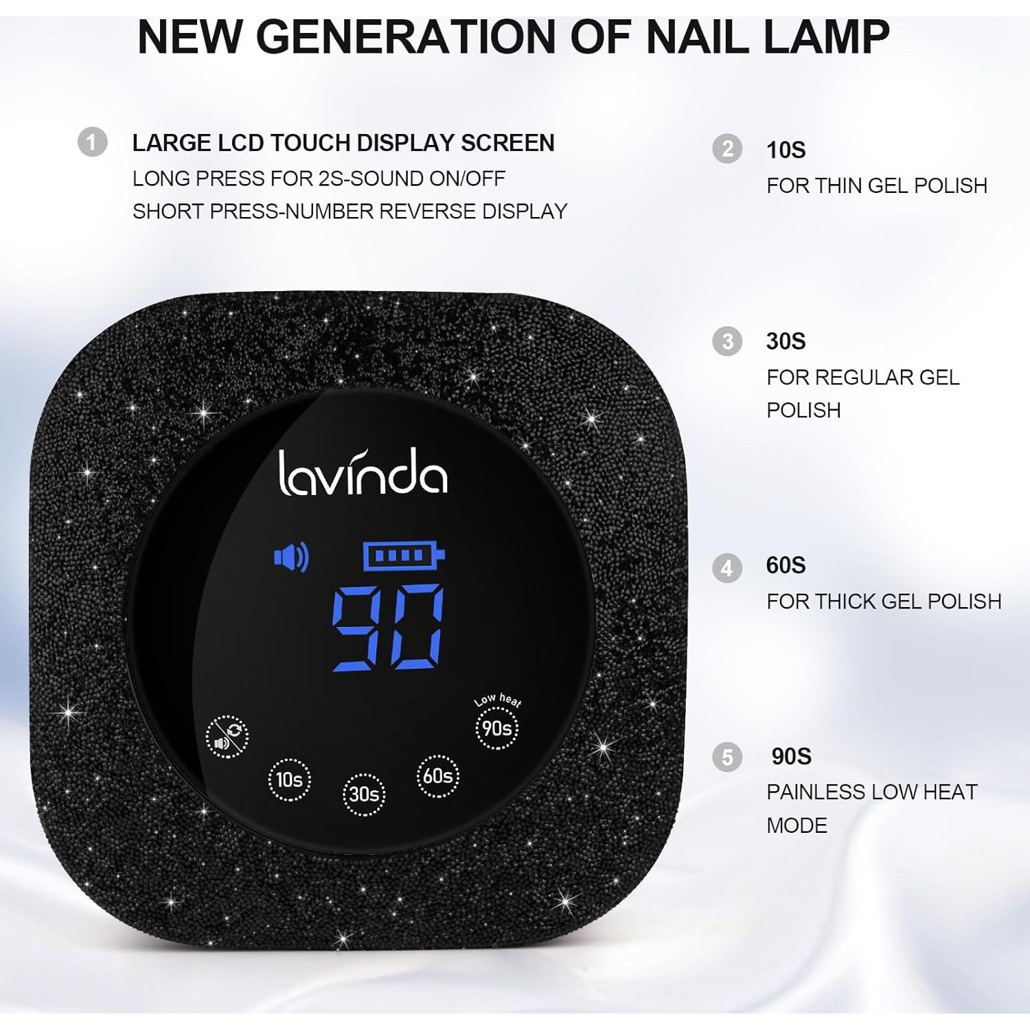 Lámpara UV LED Lavinda 54W Recargable con Pantalla LCD