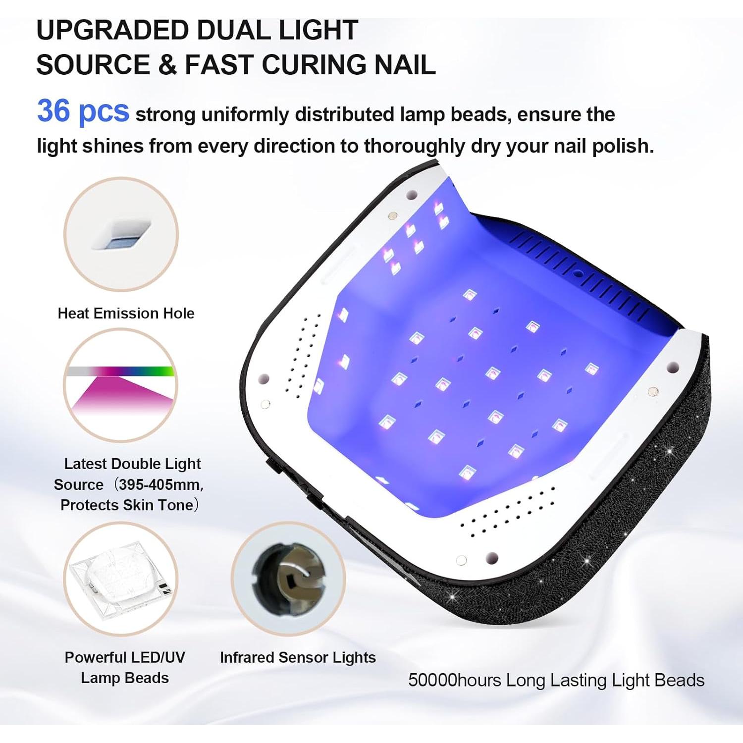 Lámpara UV LED Lavinda 54W Recargable con Pantalla LCD