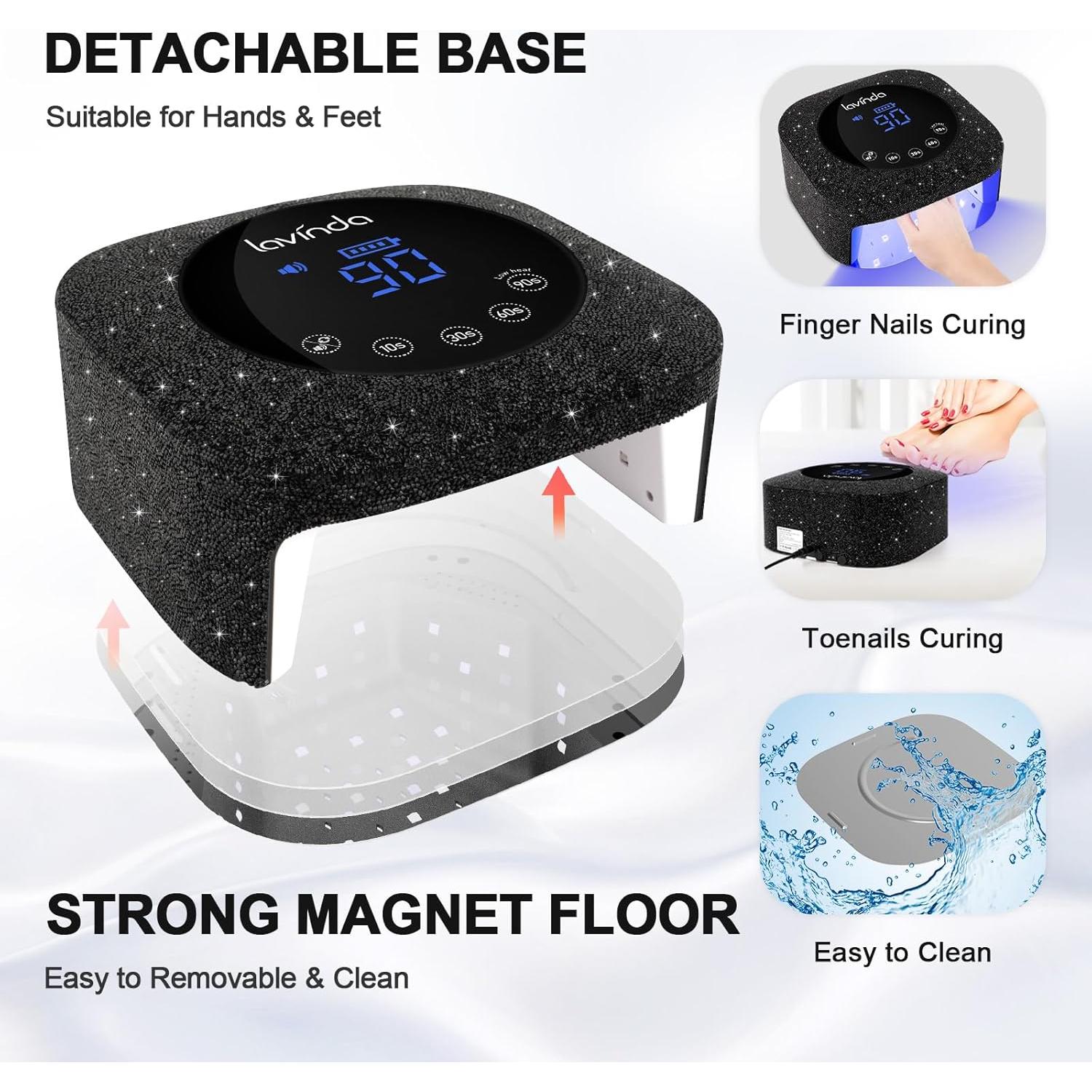 Lámpara UV LED Lavinda 54W Recargable con Pantalla LCD