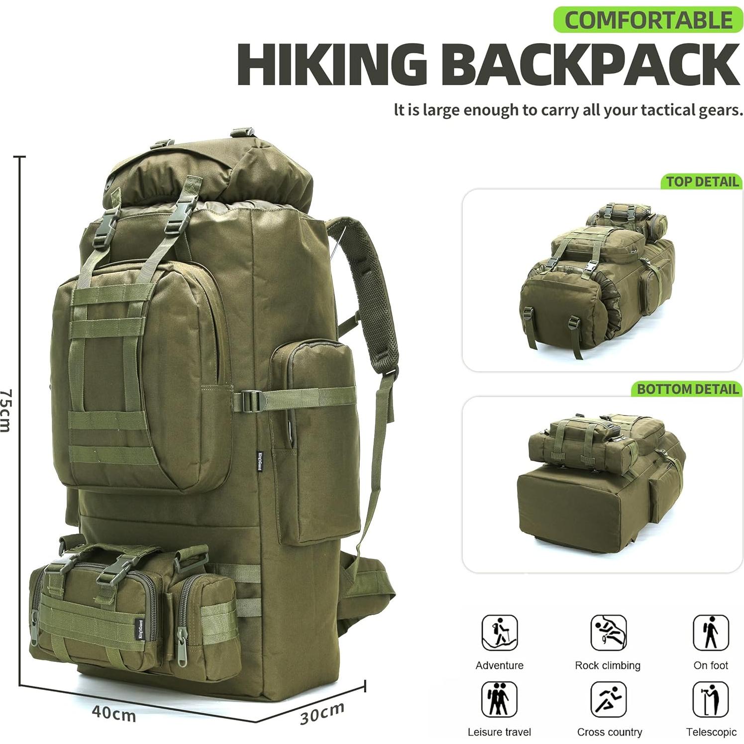 Mochila de Camping King'sGuard 100L Militar Impermeable