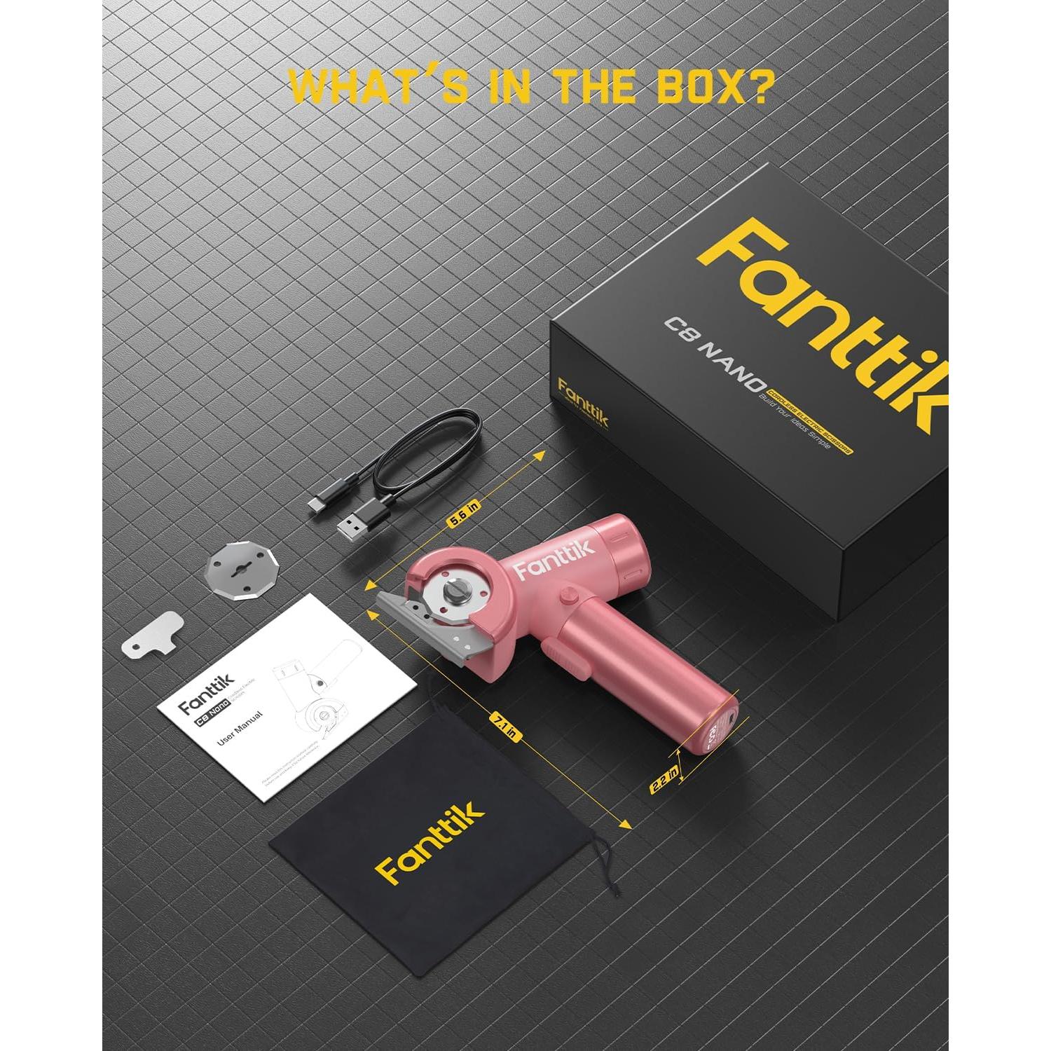 Tijeras eléctricas sin cable Fanttik C8 Nano 3.7V LED Rosa