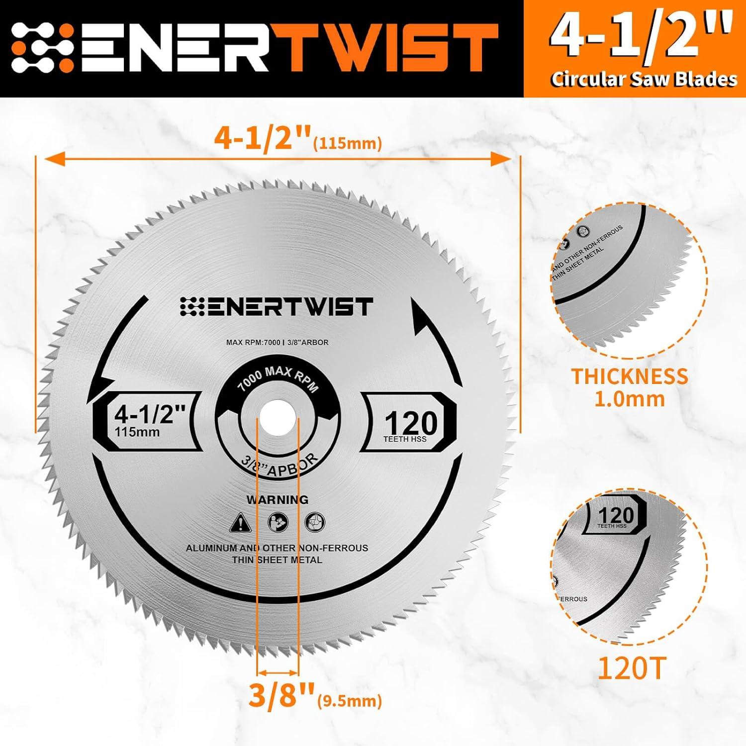 Hojas de Sierra Circular Enertwist 4-1/2" 120T Paquete de 2