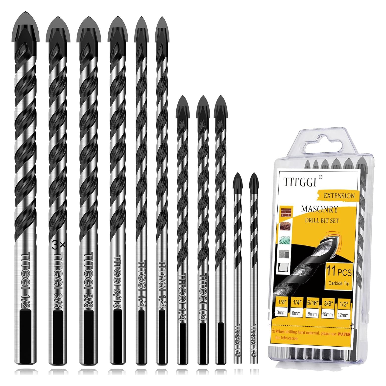 Juego de Brocas de Carburo TITGGI 11PCS para Concreto y Cerámica