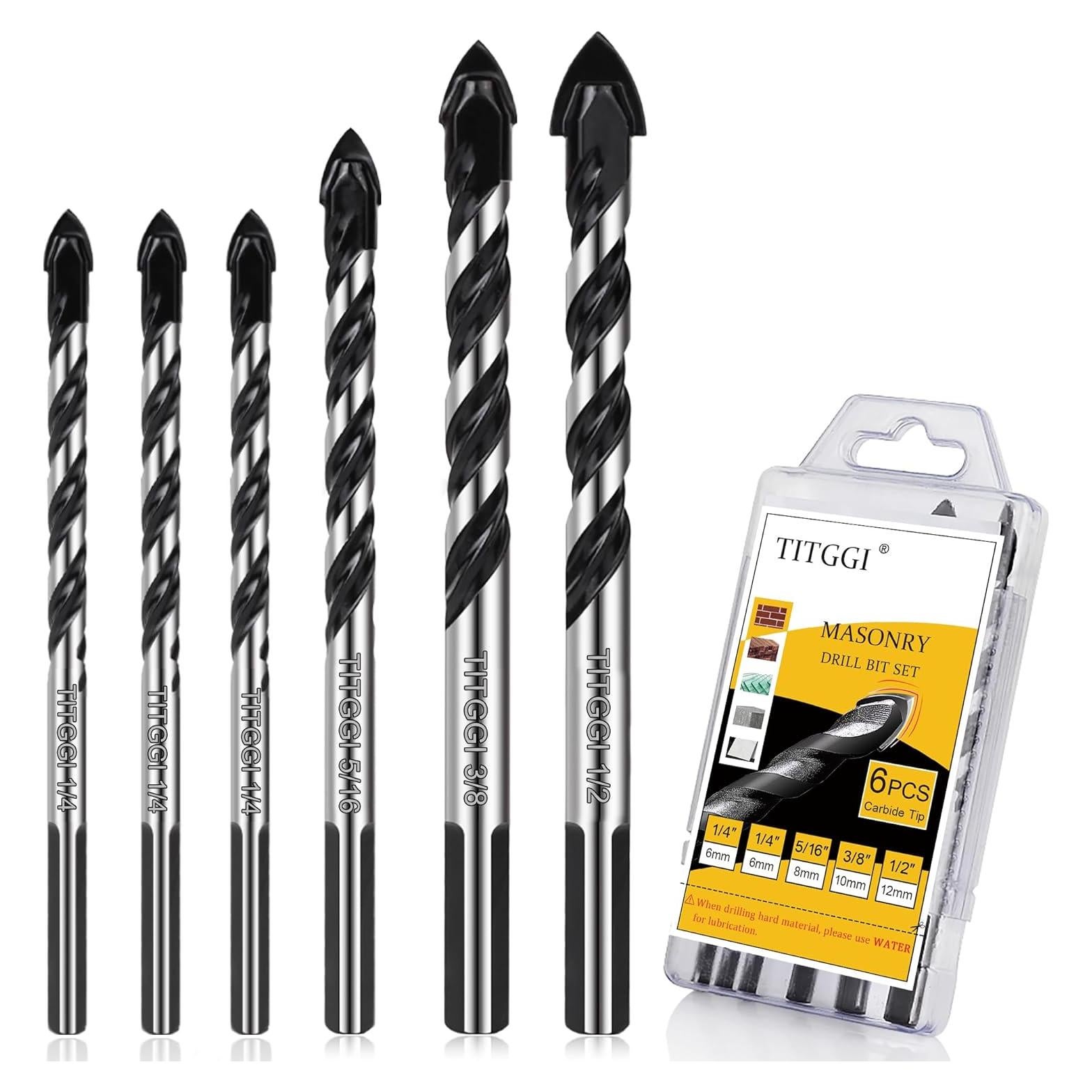 Juego de Brocas de Concreto TITGGI 6PCS Punta Carburo