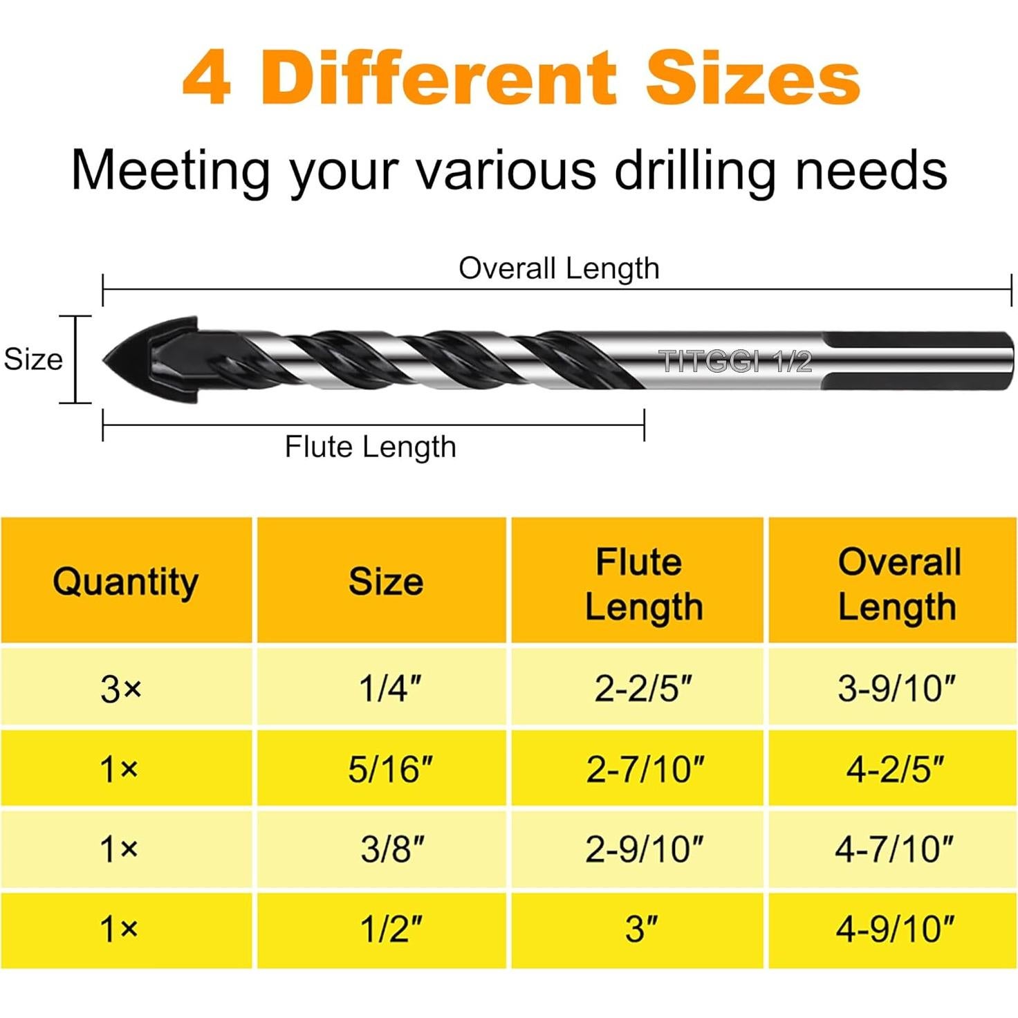 Juego de Brocas de Concreto TITGGI 6PCS Punta Carburo