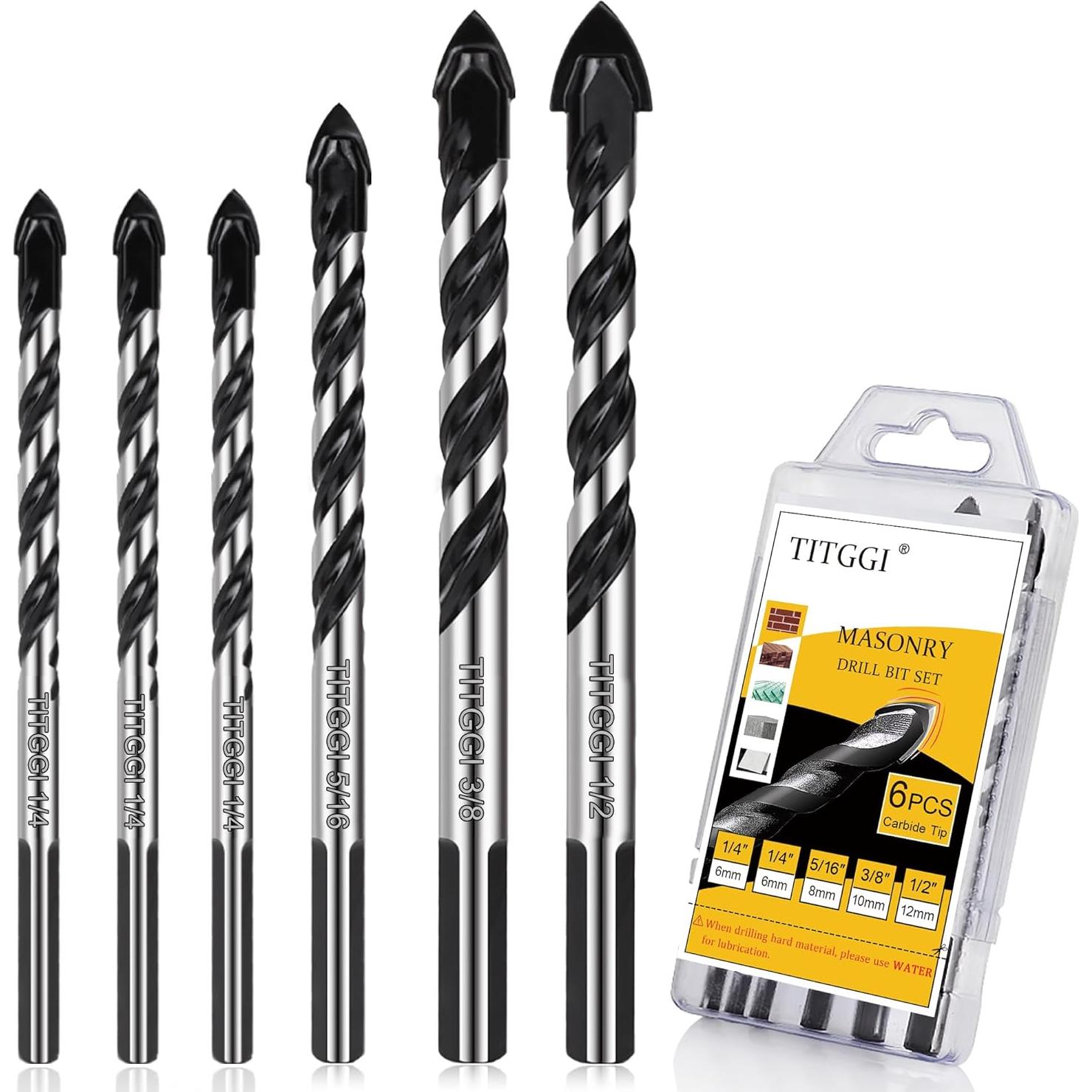 Juego de Brocas de Concreto TITGGI 6PCS Punta Carburo