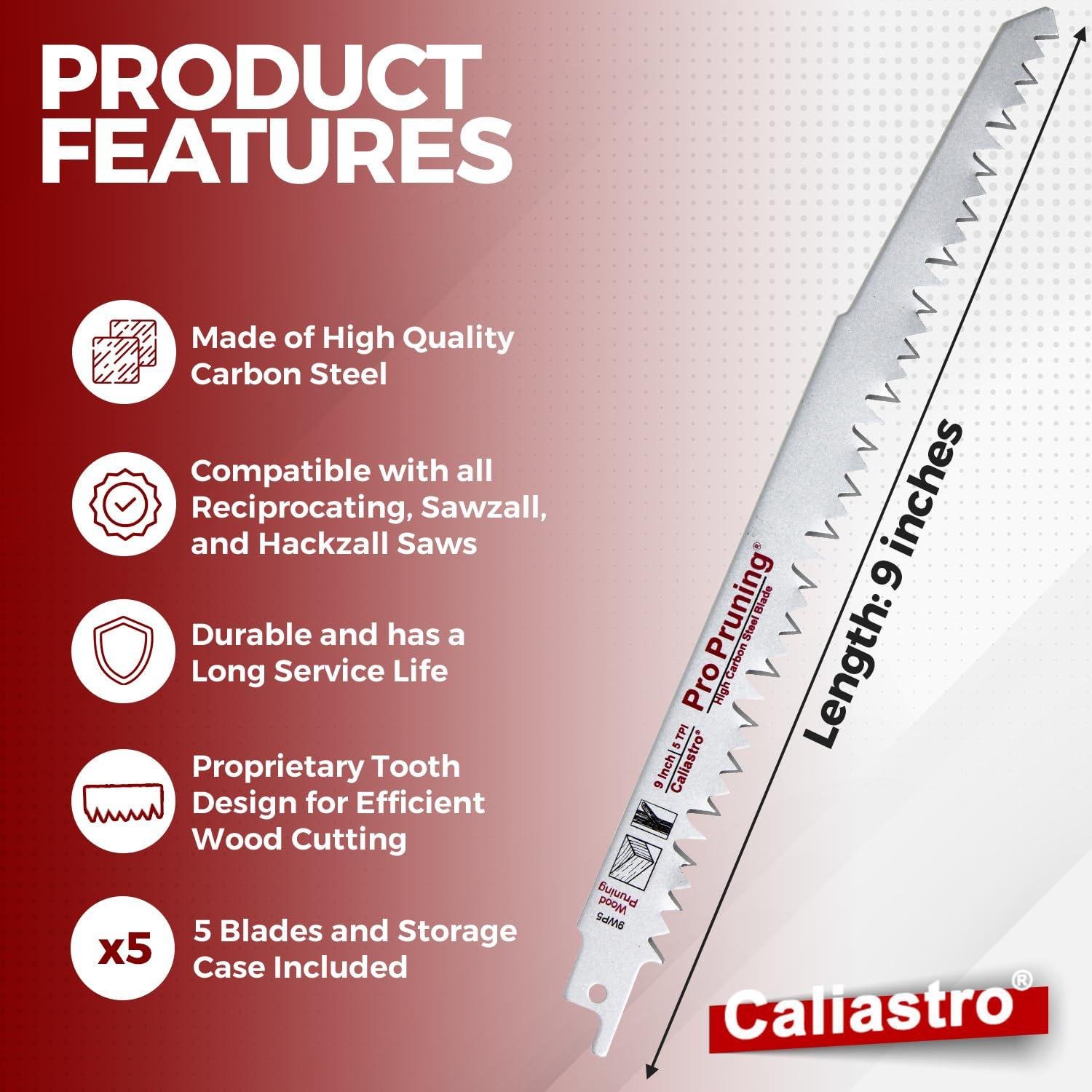 Paquete de 5 Sierras de Poda 23 cm Caliastro - Acero al Carbono