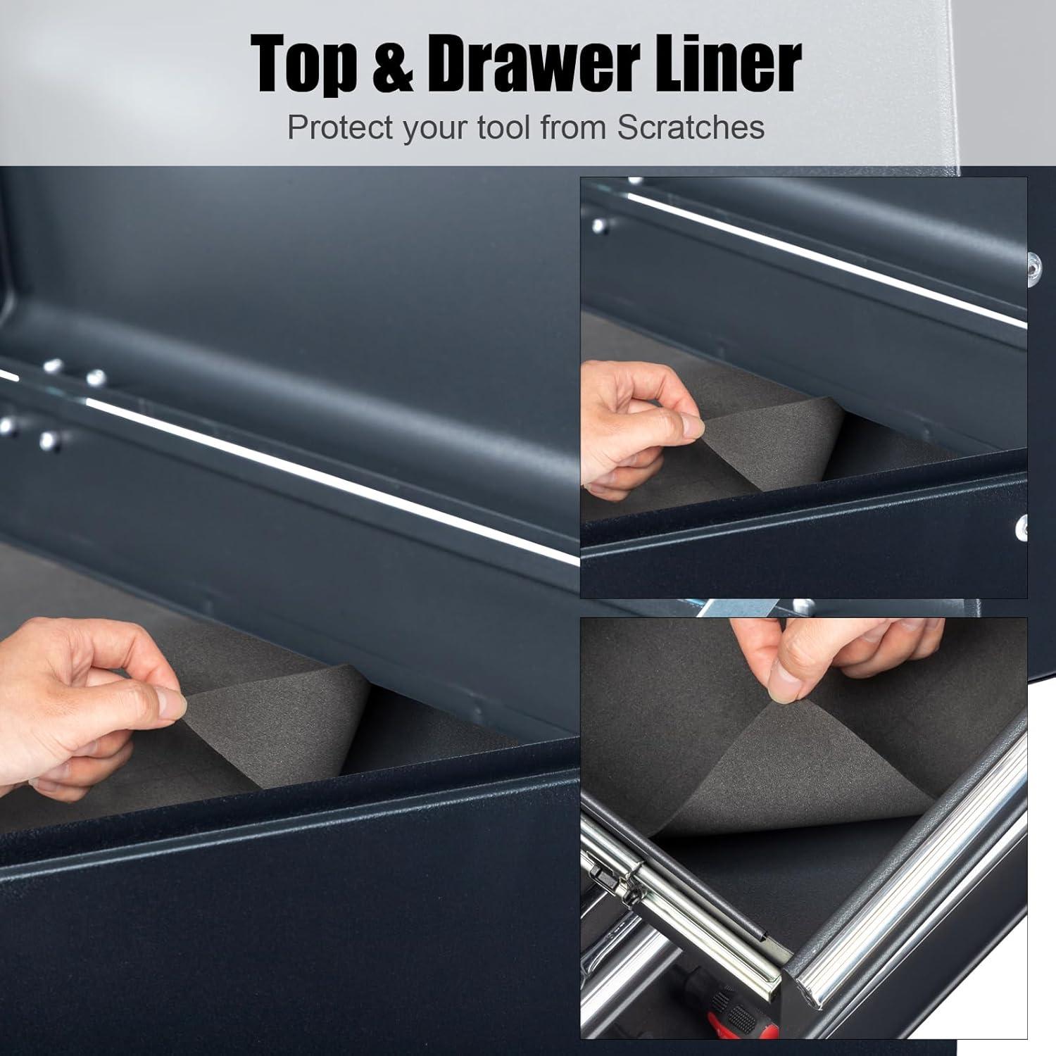 Winado 24" Portable Tool Box, 5 Drawers & Top Storage Tray Tool Box with Drawers, Lockable Metal Tool Chest Cabinet for Garage, Warehouse, Repair Shop & Home