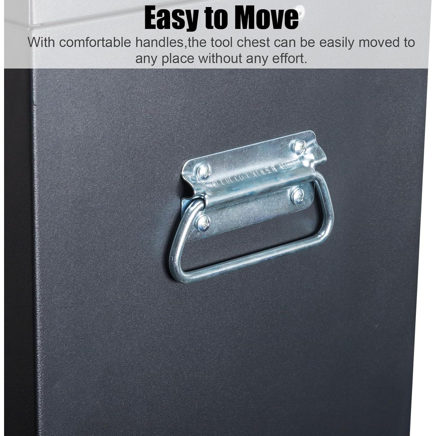 Winado 24" Portable Tool Box, 5 Drawers & Top Storage Tray Tool Box with Drawers, Lockable Metal Tool Chest Cabinet for Garage, Warehouse, Repair Shop & Home