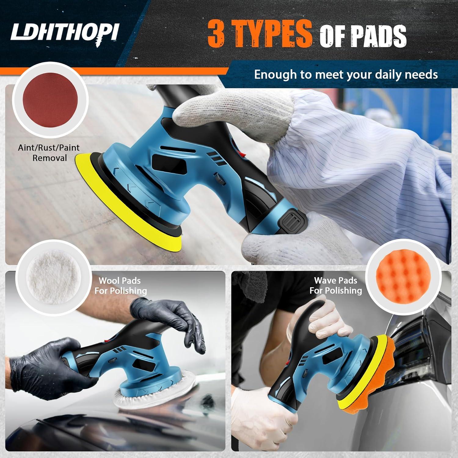 Pulidora Inalámbrica LDHTHOPI 12V 2000mAh 6 Velocidades
