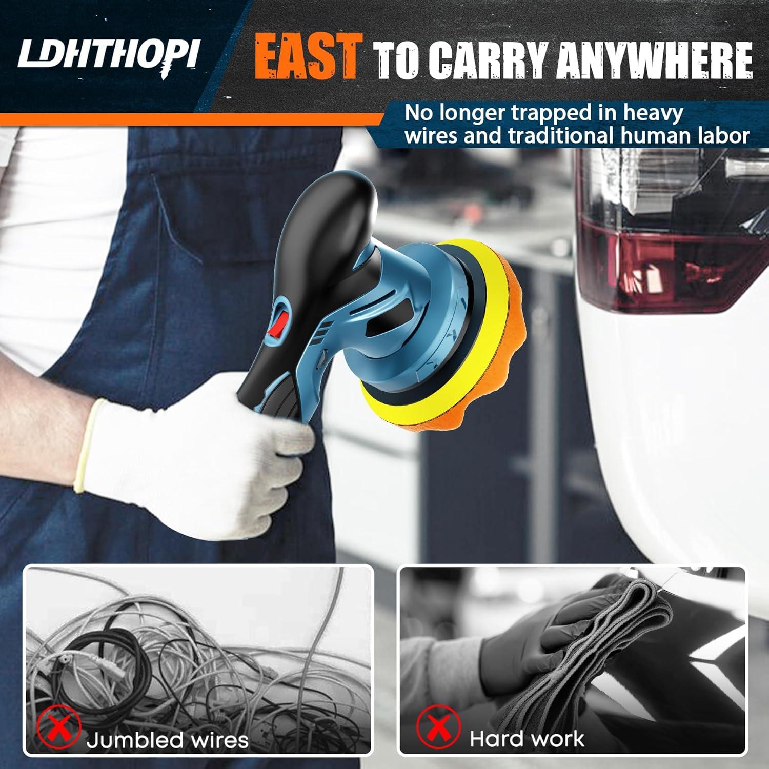 Pulidora Inalámbrica LDHTHOPI 12V 2000mAh 6 Velocidades