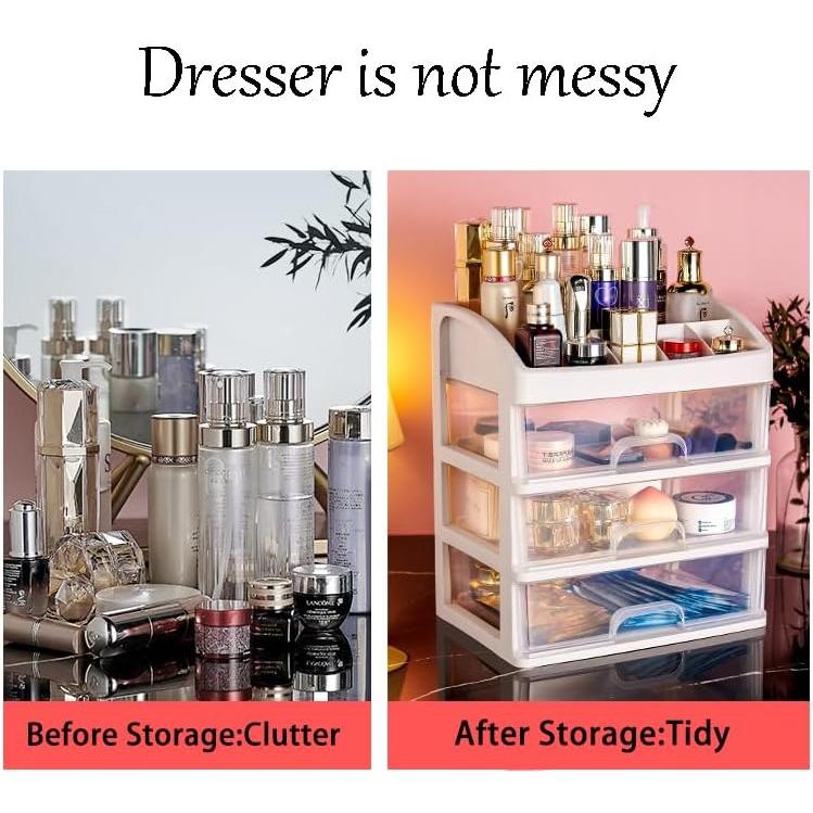 Organizador de Maquillaje Freebirdly 3 Cajones Transparente