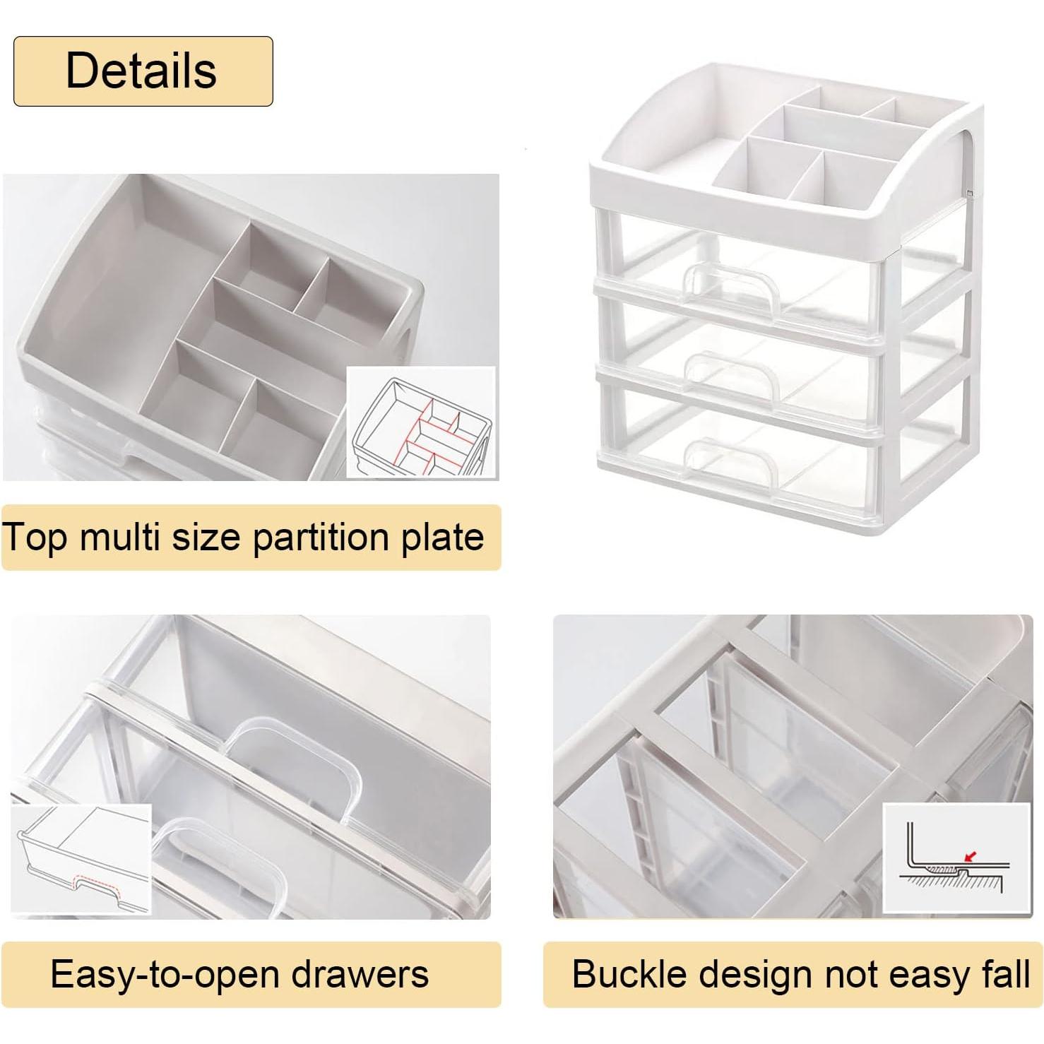 Organizador de Maquillaje Freebirdly 3 Cajones Transparente