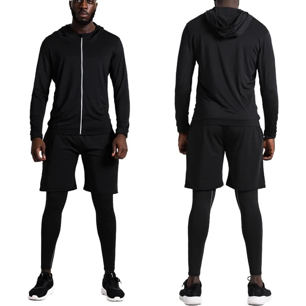 Conjunto de Compresión BUYJYA 5 Piezas para Hombre Negro