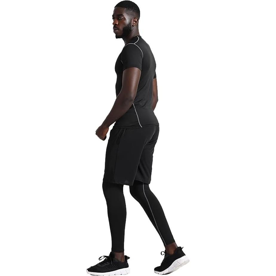 Conjunto de Compresión BUYJYA 5 Piezas para Hombre Negro