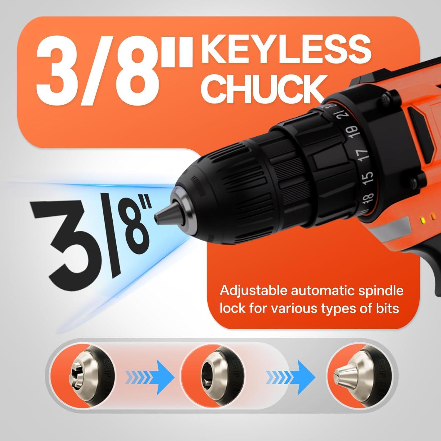 Juego de Taladro Inalámbrico 20V COMOWARE 171 Piezas