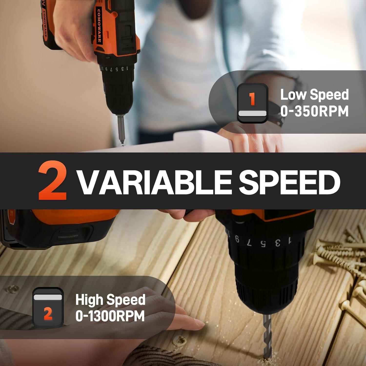 Juego de Taladro Inalámbrico 20V COMOWARE 171 Piezas