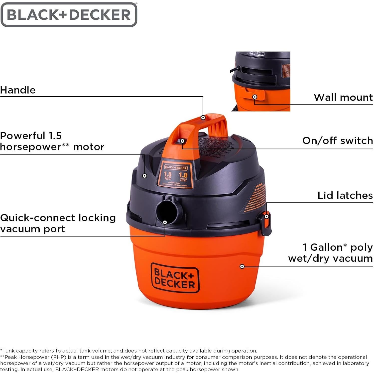 Aspiradora Humeda y Seca Black+Decker BDXV18101P-1H 1 Galón