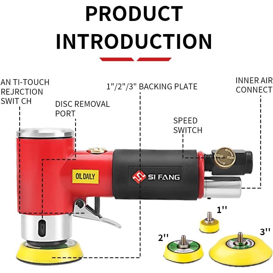Kit de Lijadora de Aire SI FANG 48 Piezas 1-3" Rojo