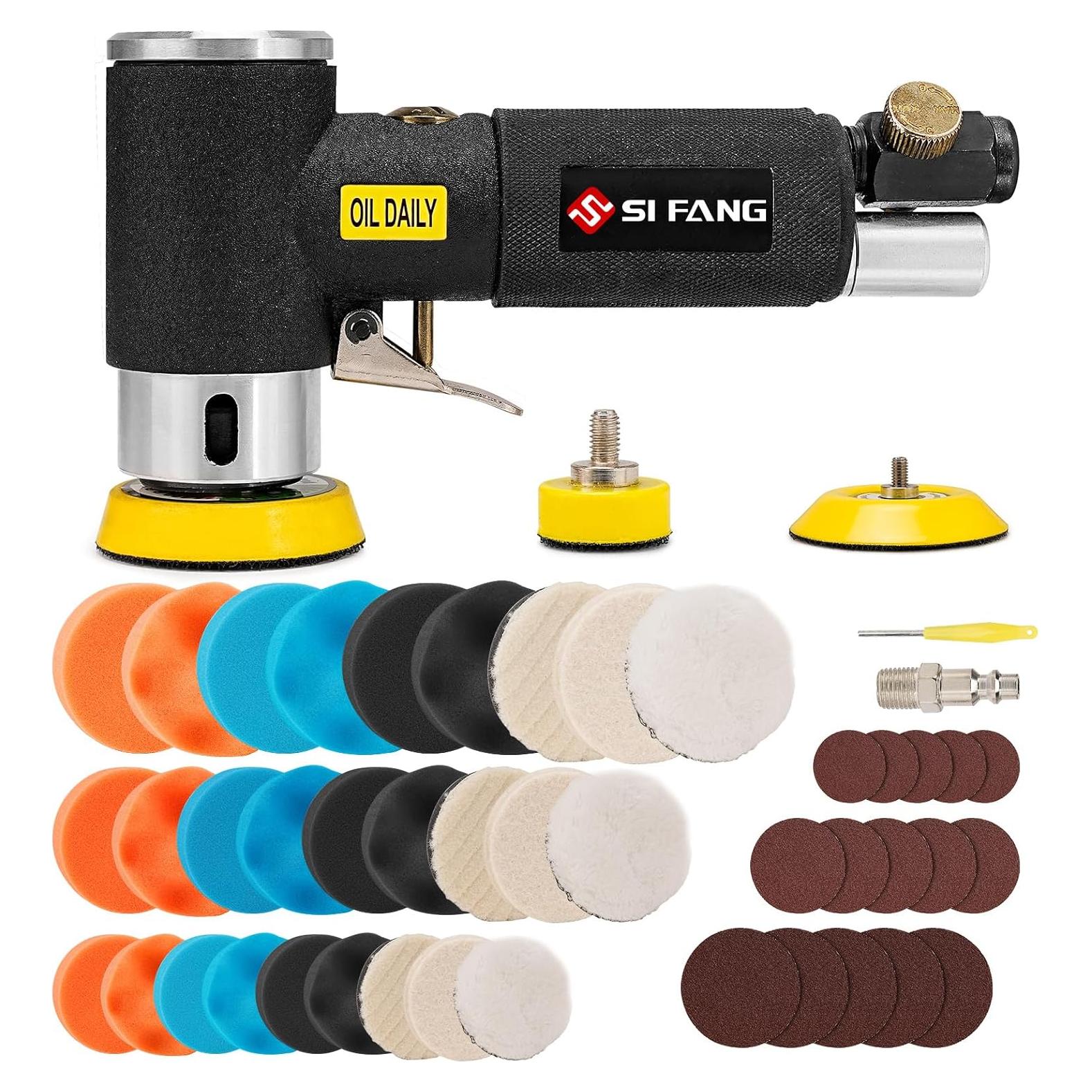 Lijadora Orbital Neumática SI FANG 1/2/3" Kit Completo