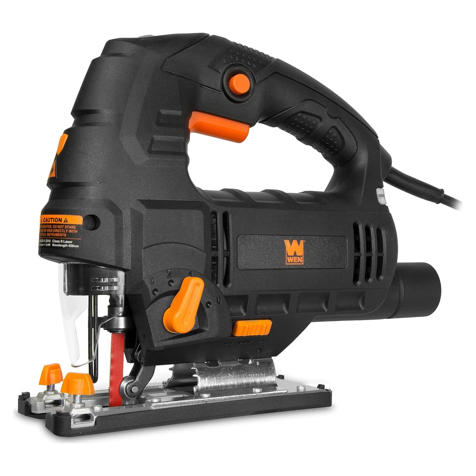 WEN 33606 6.6-Amp Variable Speed Orbital Jig Saw with Laser and LED Light,Black, Silver