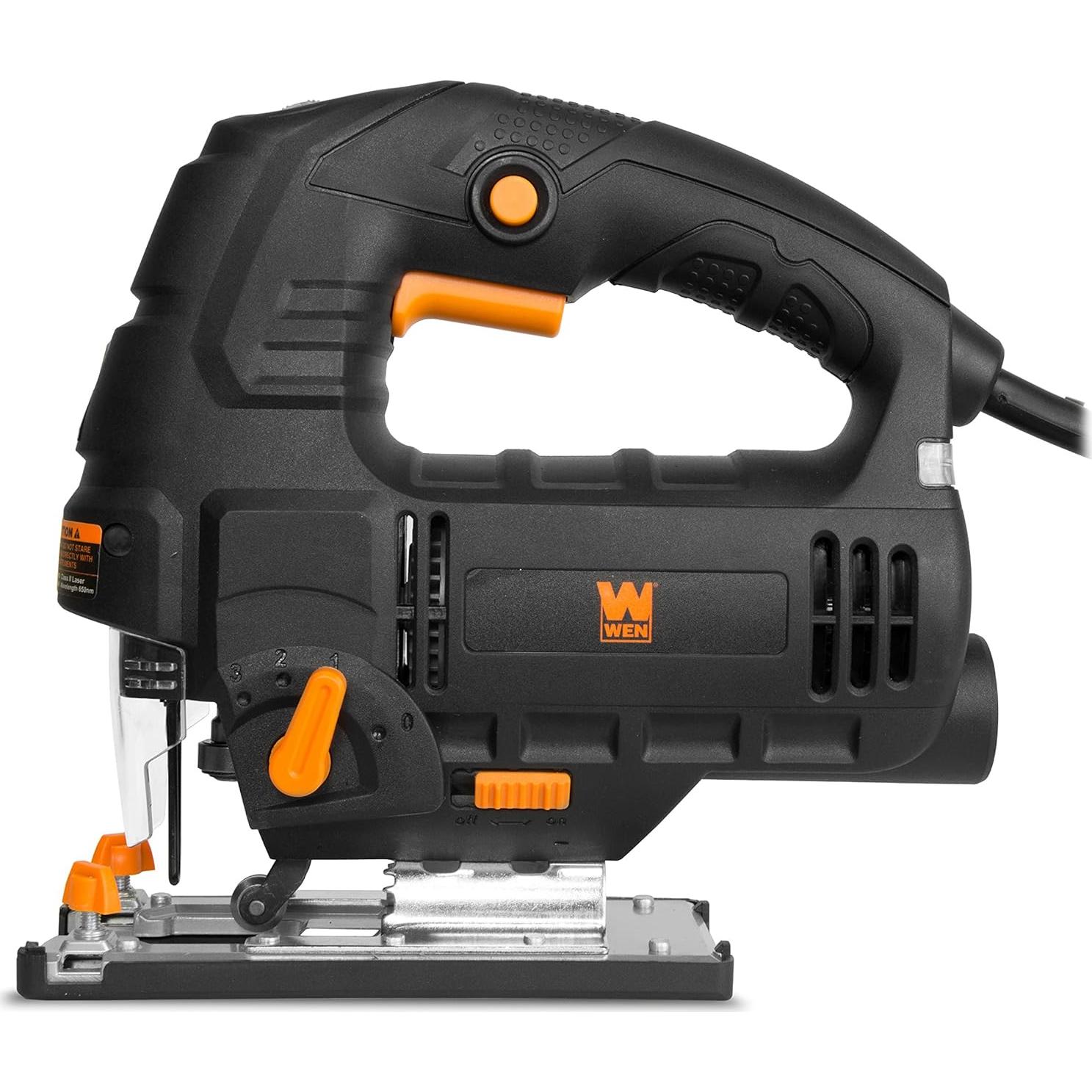 WEN 33606 6.6-Amp Variable Speed Orbital Jig Saw with Laser and LED Light,Black, Silver