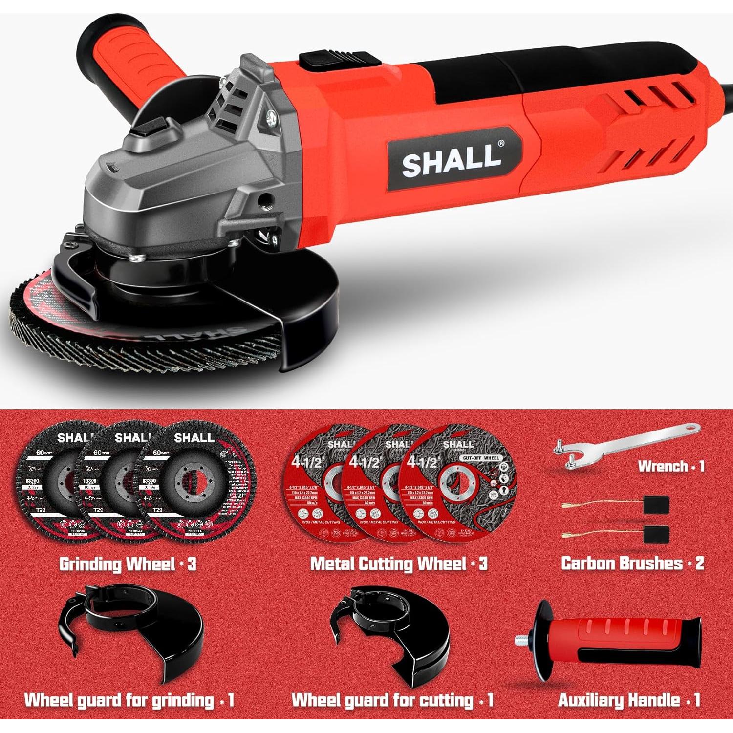 Amoladora Angular SHALL 4-1/2" 900W 12000 RPM con Discos