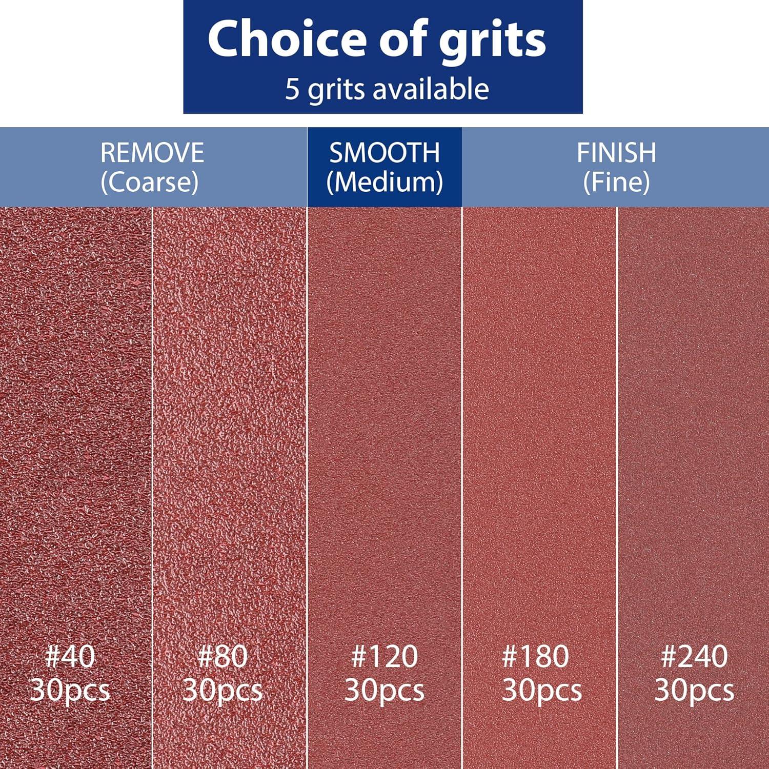 WORKPRO 150 Almohadillas de Lijado para Mouse 13.97x8.89cm Granos Variados