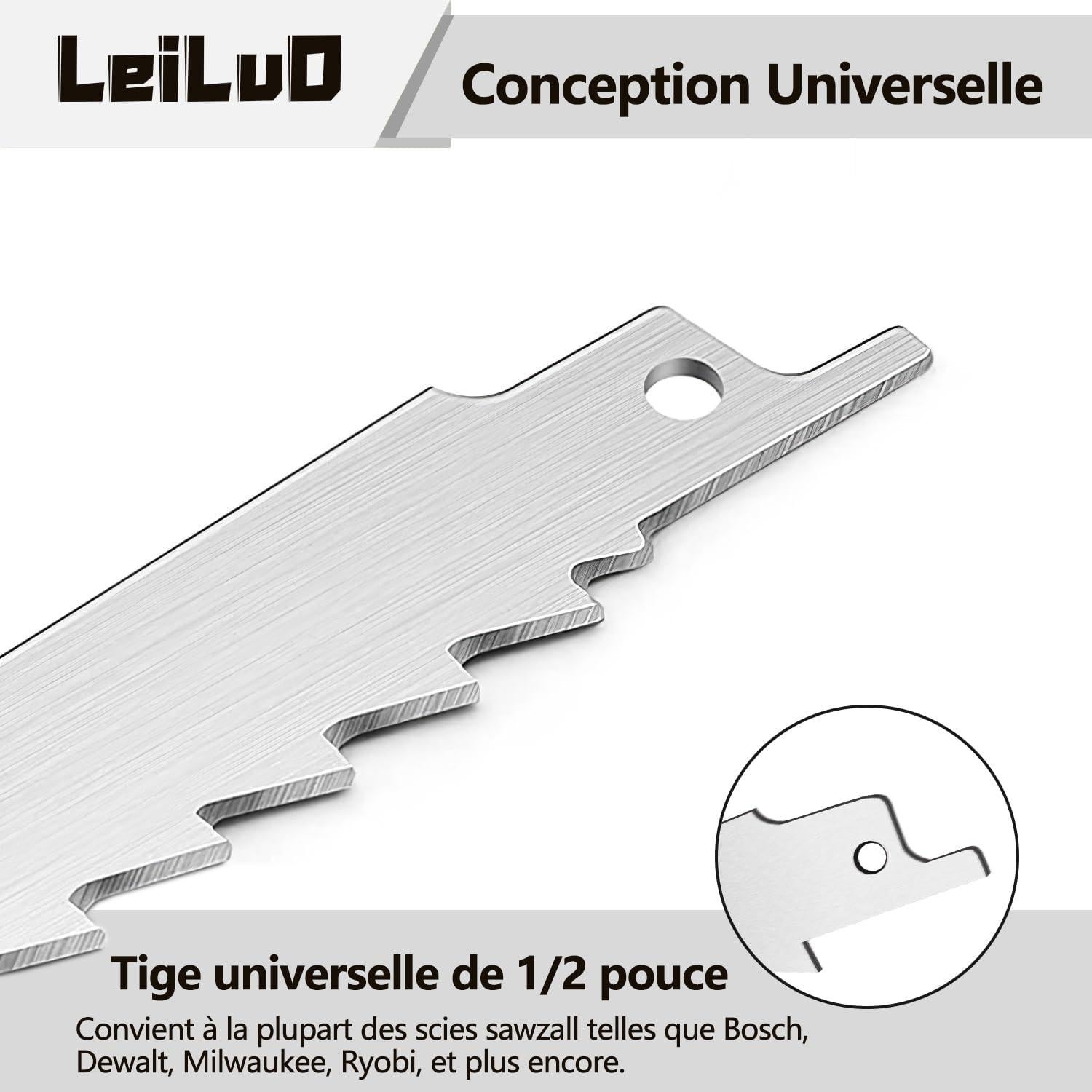 Cuchillas de Sierra Recíproca LEILUO 30.48cm Acero Inoxidable 5 Pzas