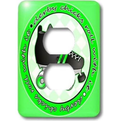 Cubierta de Interruptor 3dRose Verde y Negro 2 Tomas