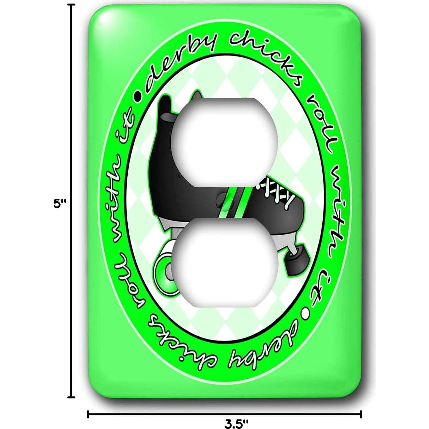 Cubierta de Interruptor 3dRose Verde y Negro 2 Tomas