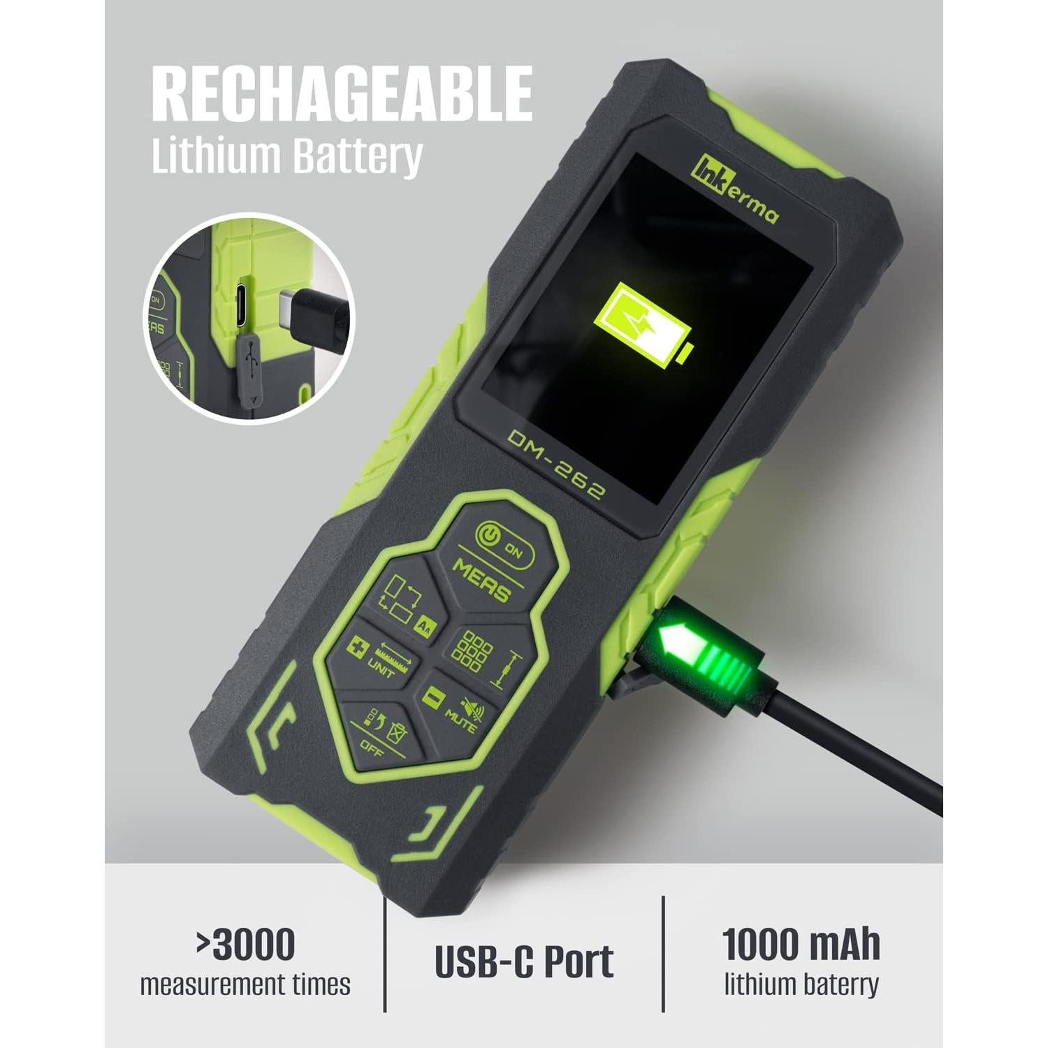 Medidor de Distancia Láser Inkerma DM-262 80m Recargable