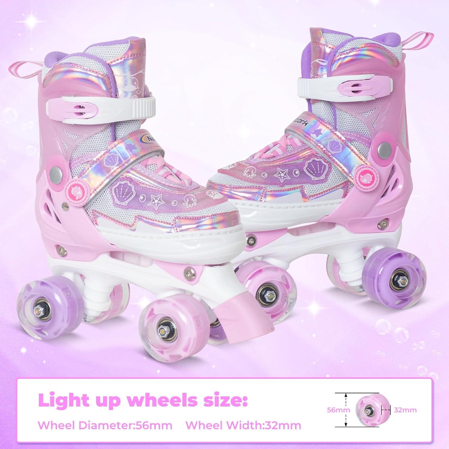Patines en Línea MonSports Rosa Ajustables con Luces
