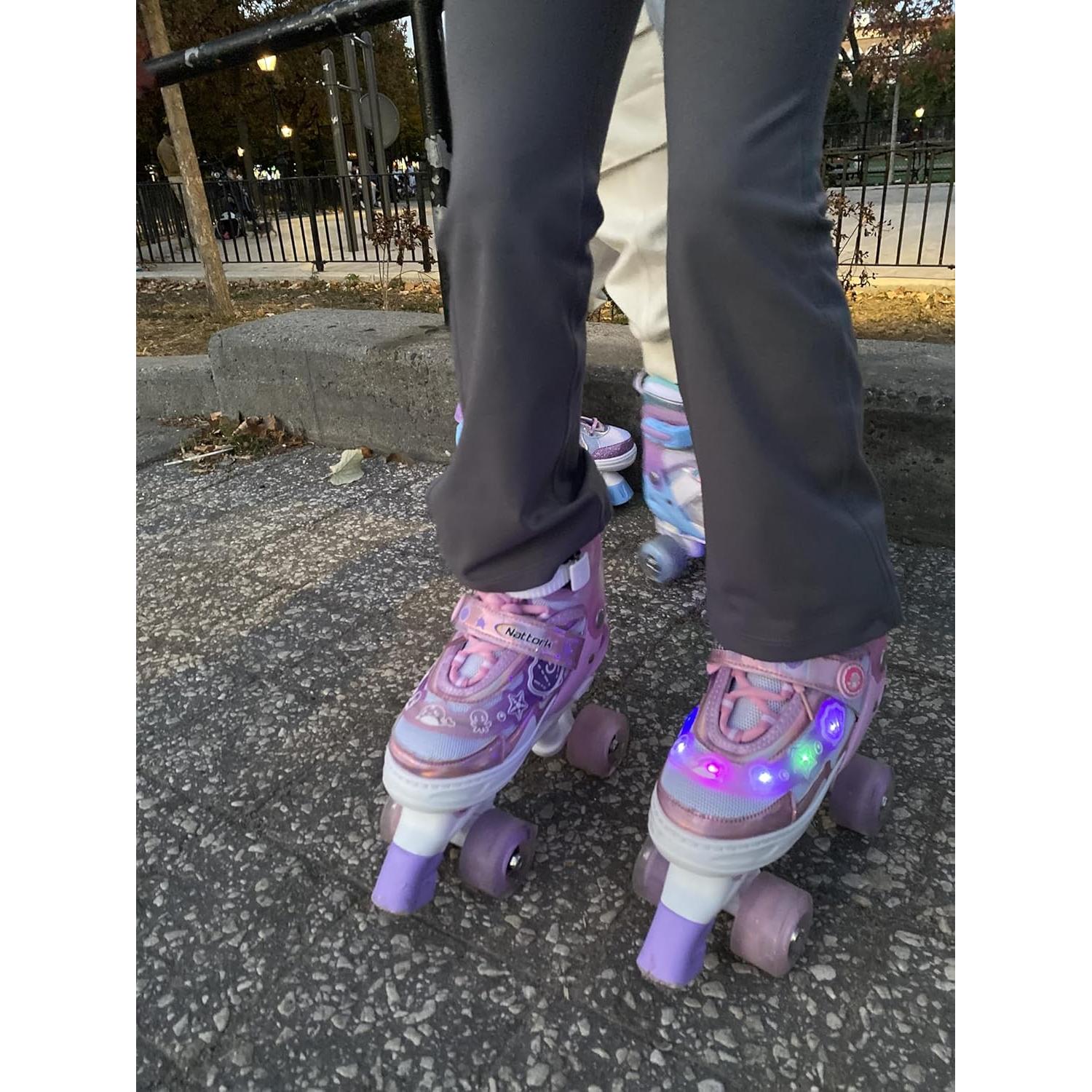 Patines en Línea MonSports Rosa Ajustables con Luces