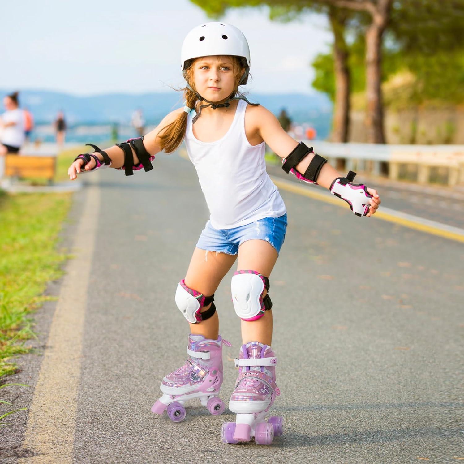 Patines en Línea MonSports Rosa Ajustables con Luces