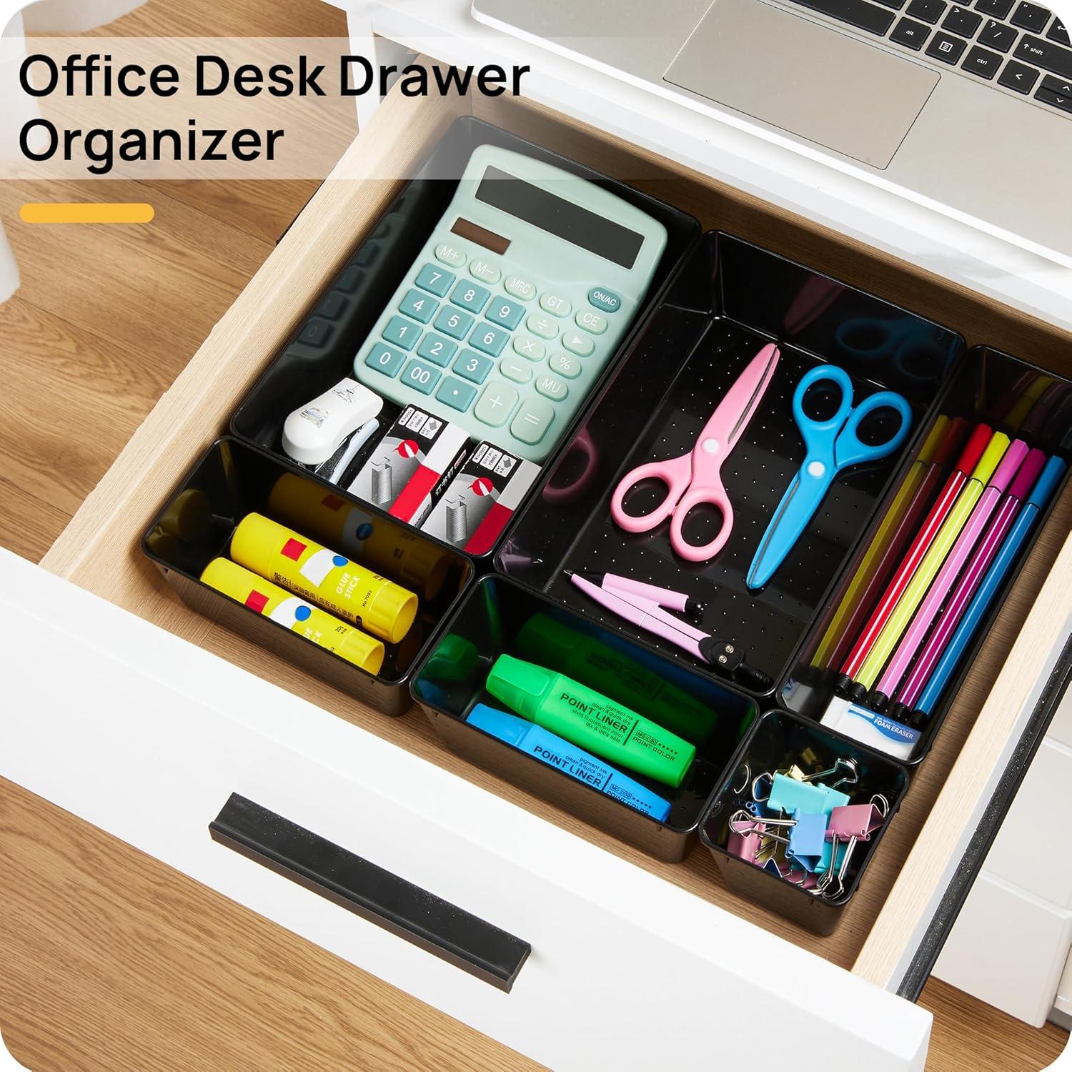 Juego de Organizadores de Cajones Vtopmart 44 Piezas Negro