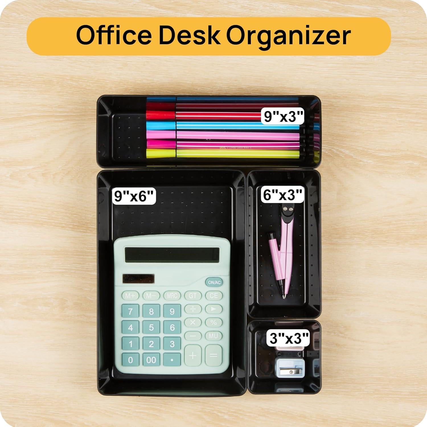 Juego de Organizadores de Cajones Vtopmart 44 Piezas Negro