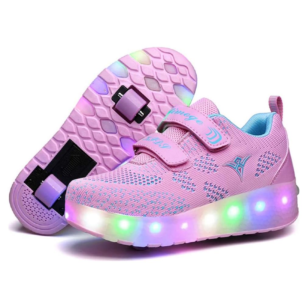 Zapatos de Rodillo NSASY para Niños con LED Rosa