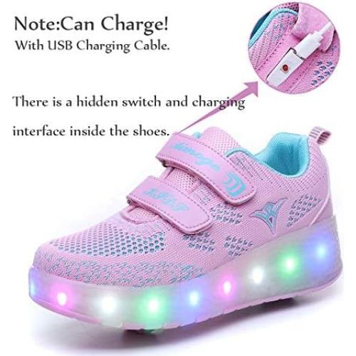 Zapatos de Rodillo NSASY para Niños con LED Rosa