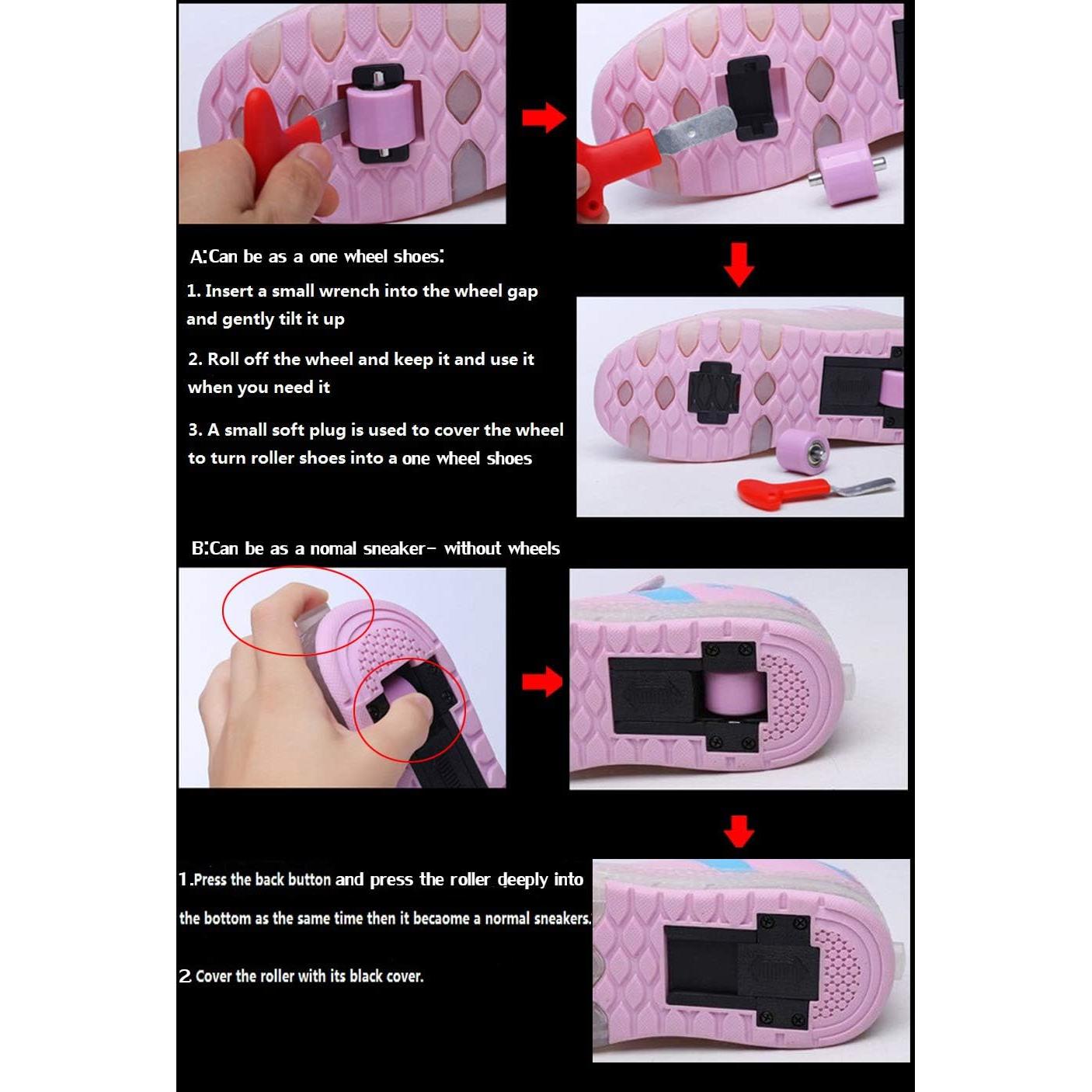 Zapatos de Rodillo NSASY para Niños con LED Rosa