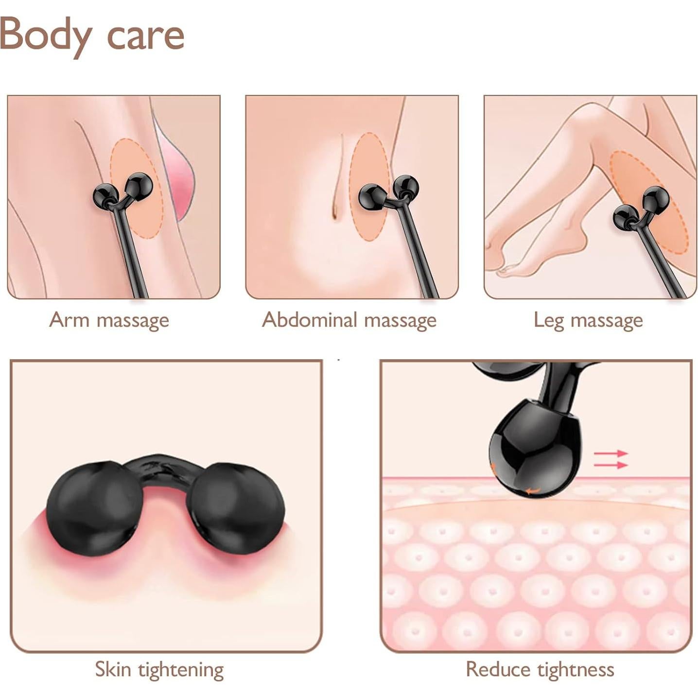 Rodillo Facial Tekson de Metal Negro, Masajeador Ergonómico