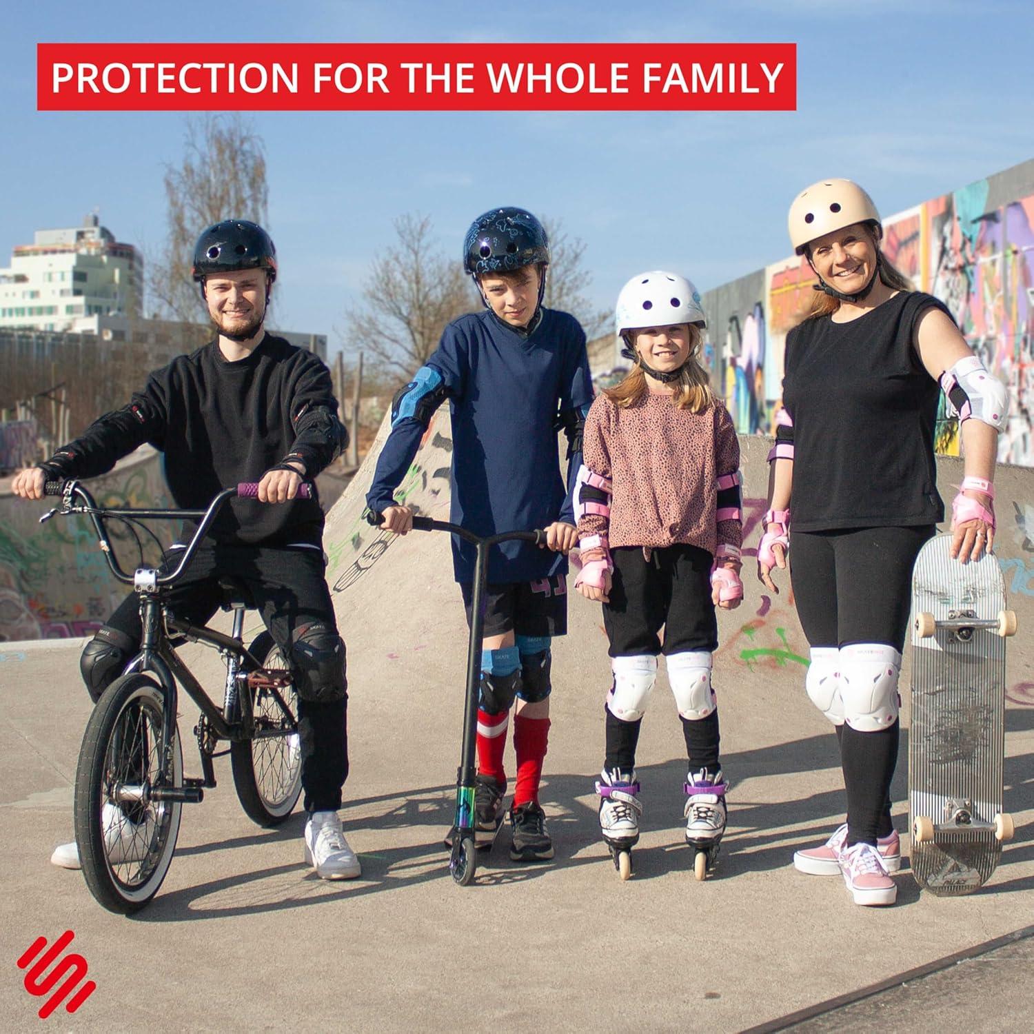 SKATEWIZ Protectores de Patinaje 6 Piezas para Niños y Adultos