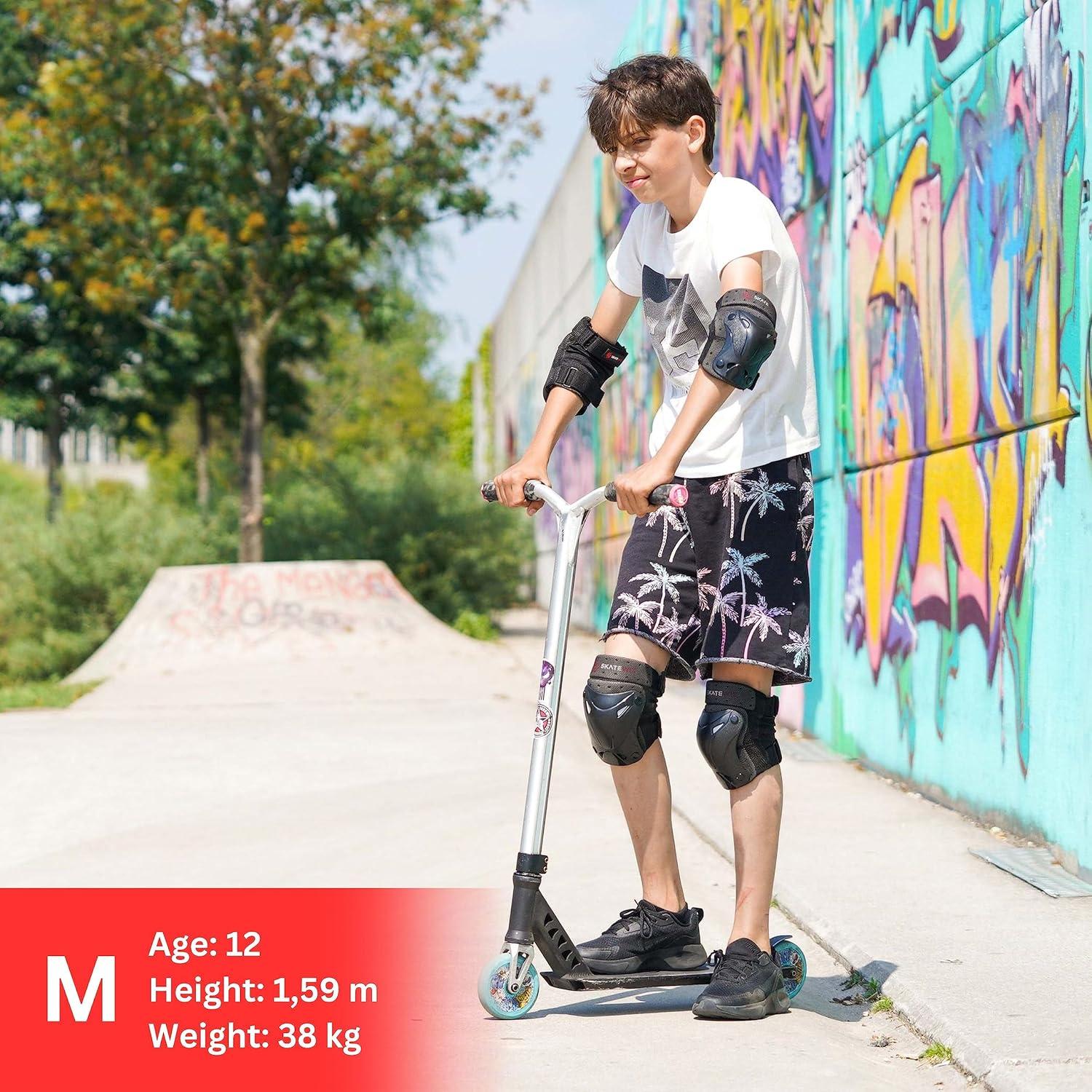 SKATEWIZ Protectores de Patinaje 6 Piezas para Niños y Adultos