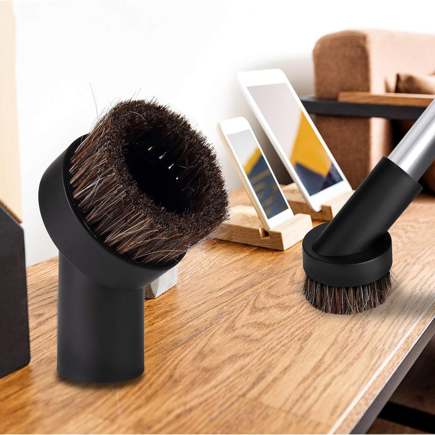 Lamoutor 2Pcs Soft Bristle Vacuum Brush Round Brush Vacuum Attachment Universal Vacuum Dust Brush for Most Vacuum Cleaners Accessories