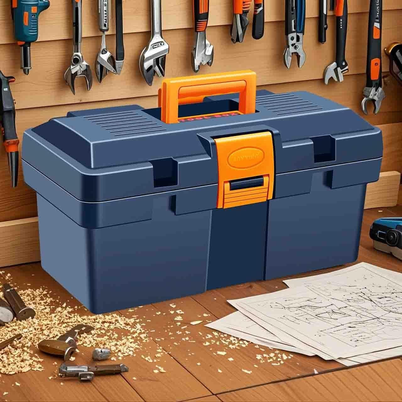 Caja de Herramientas Anyyion 14 Pulgadas Azul Cerrable