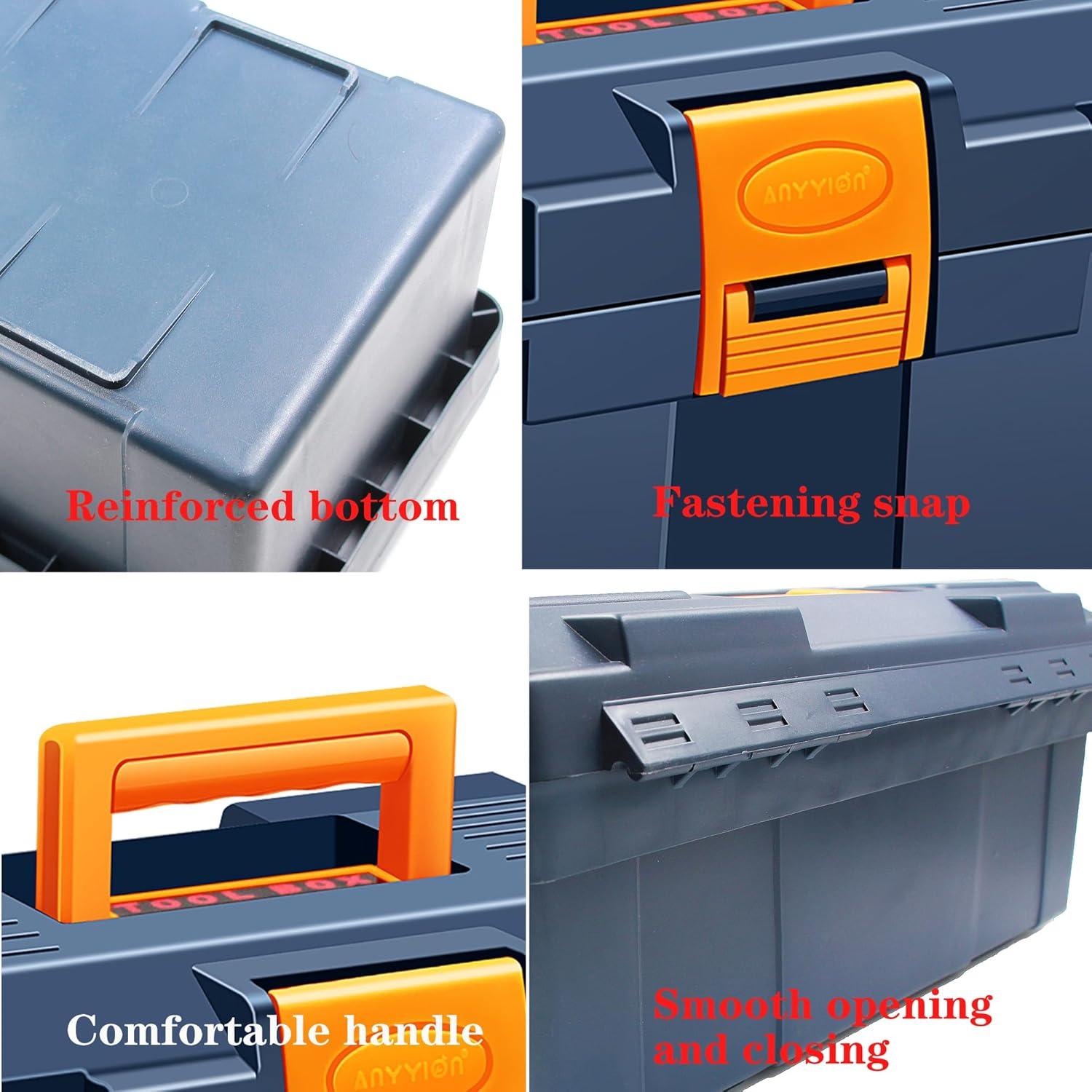 Caja de Herramientas Anyyion 14 Pulgadas Azul Cerrable